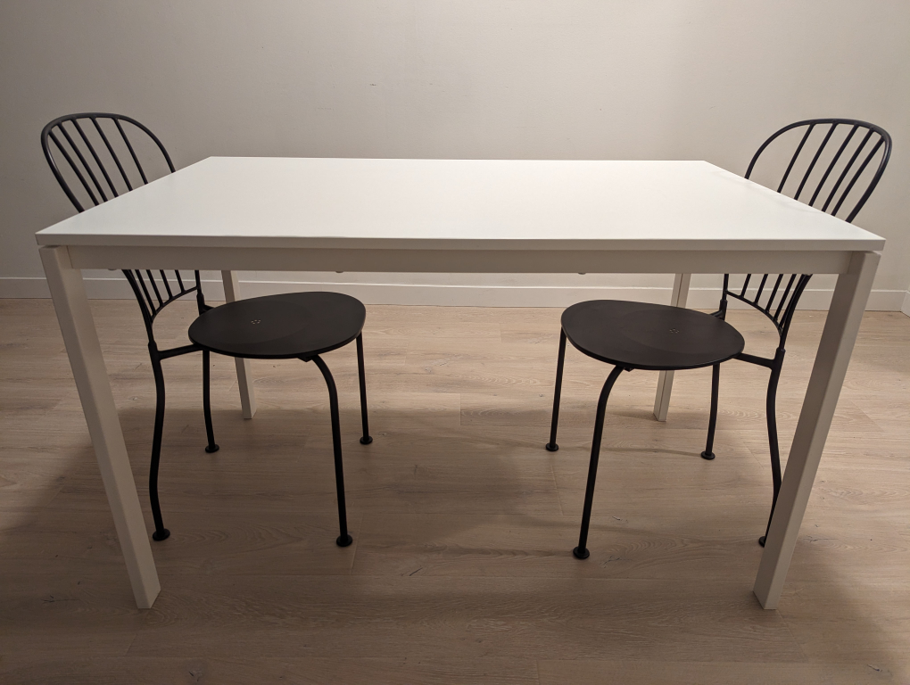 Dining table with two chairs
