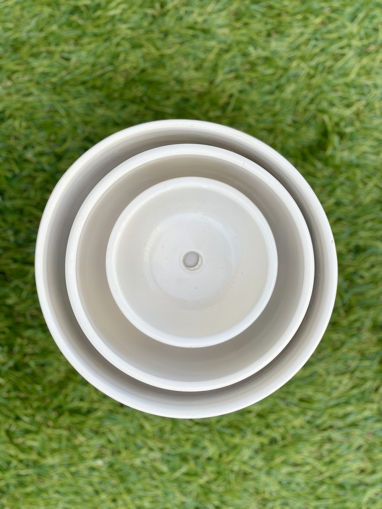 New Planting Pots Ceramic Glossy Off white, Nested Set Of 3 - photo 5