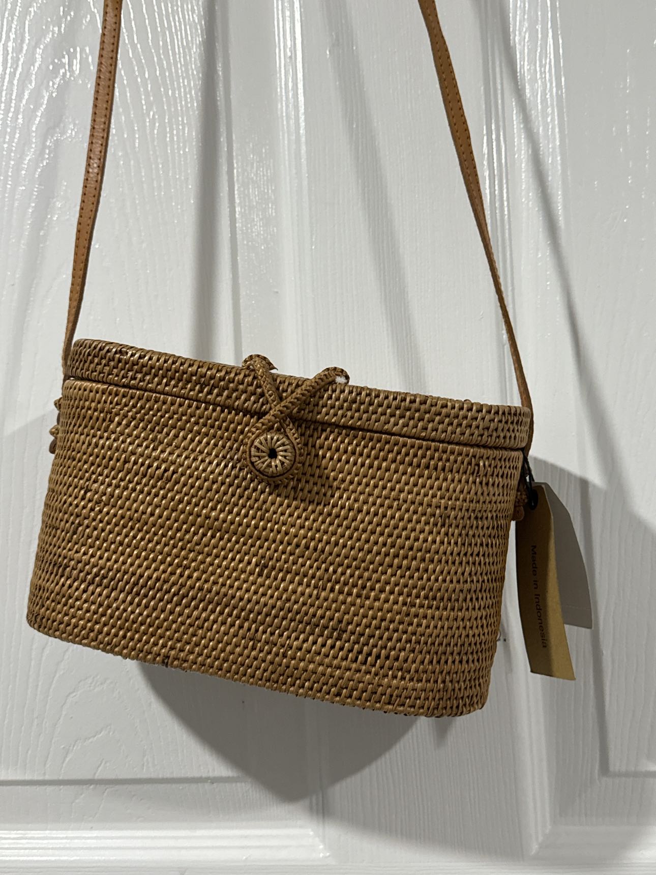 Handwoven handbag with tag thumbnail
