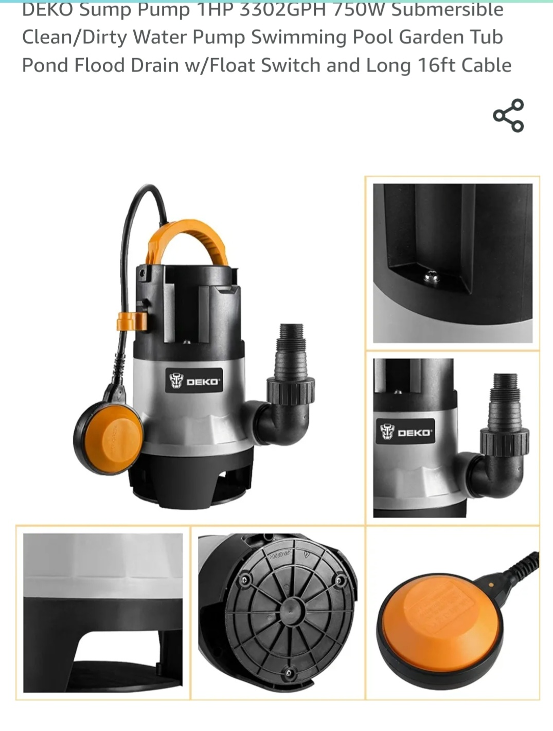 Deko 1hp sump pump thumbnail