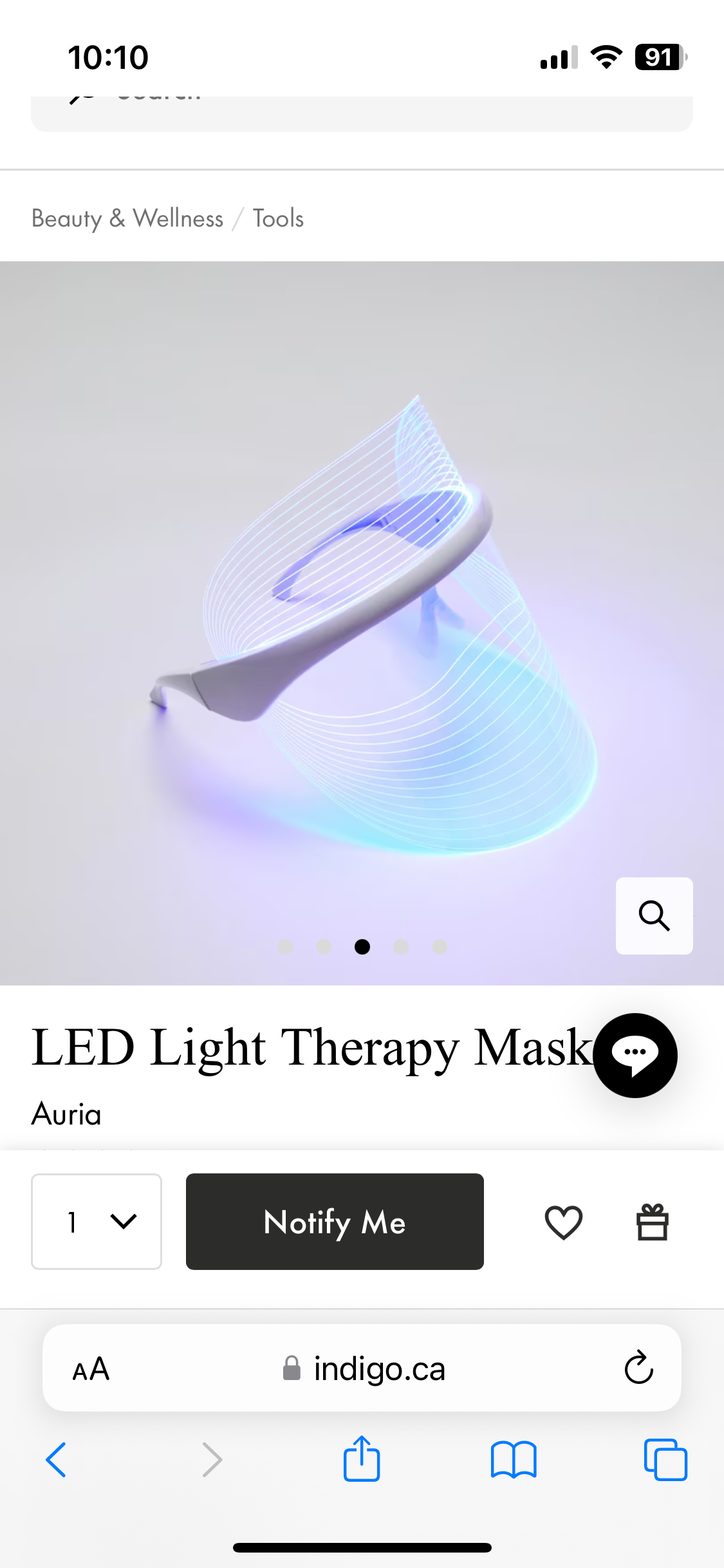 Auria LED light therapy mask image indicator(5)