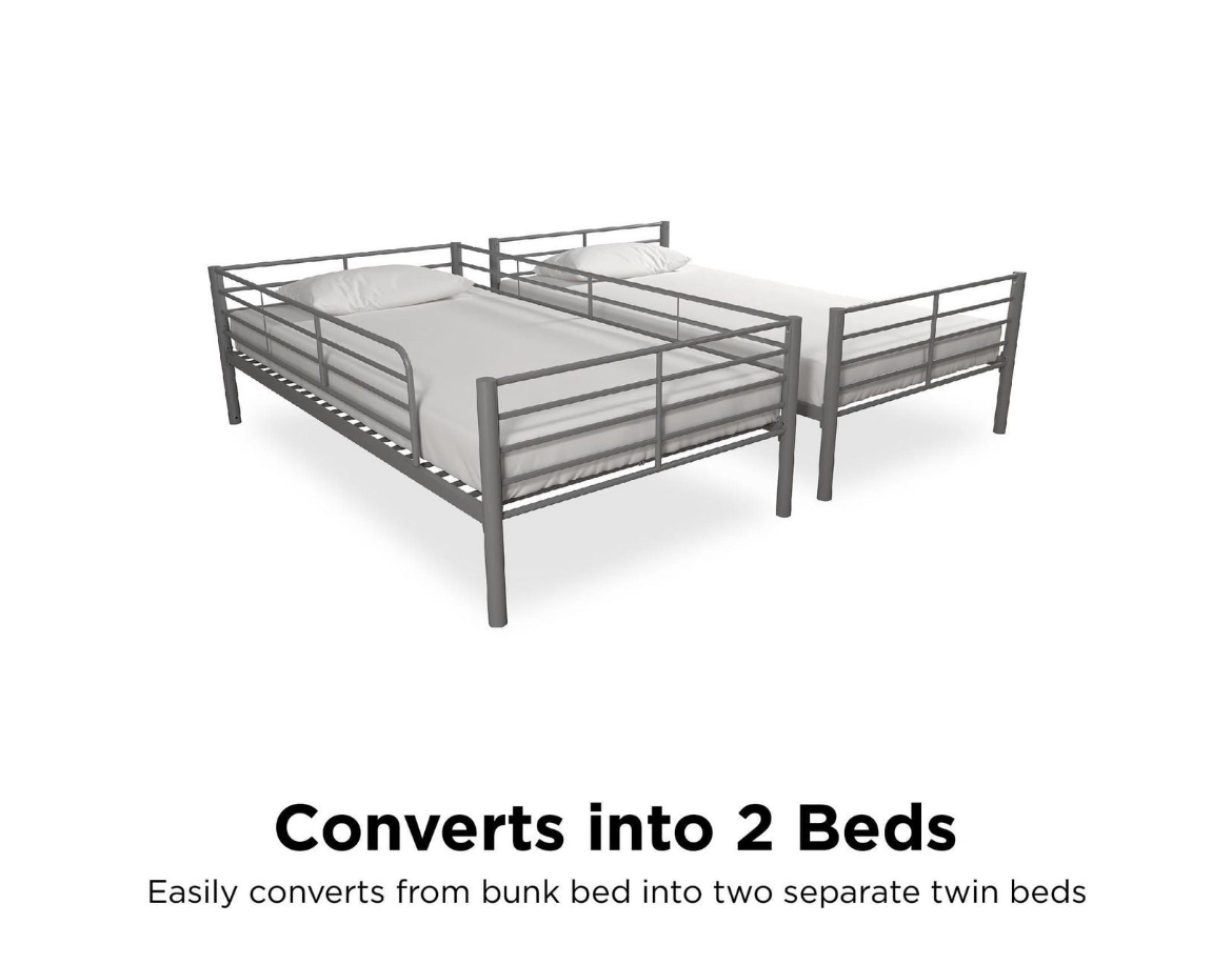 Selling Mainstays Twin over Twin Convertible Bunk Bed in Silver image indicator(7)
