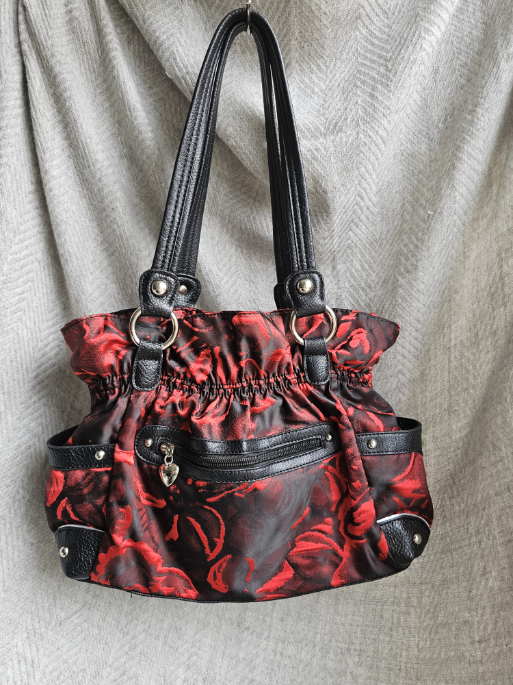  Red/Black Rose Floral Shoulder Purse image indicator(3)