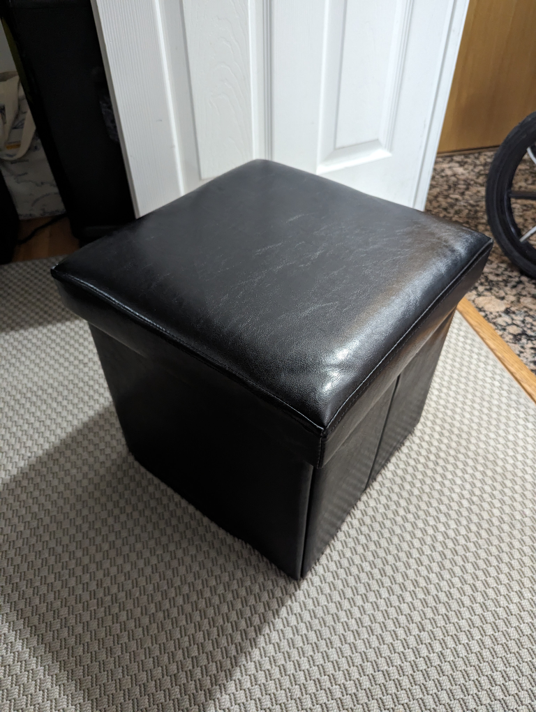 Black Foldable Storage Ottoman thumbnail