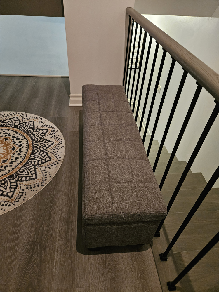 grey storage ottoman - photo 2