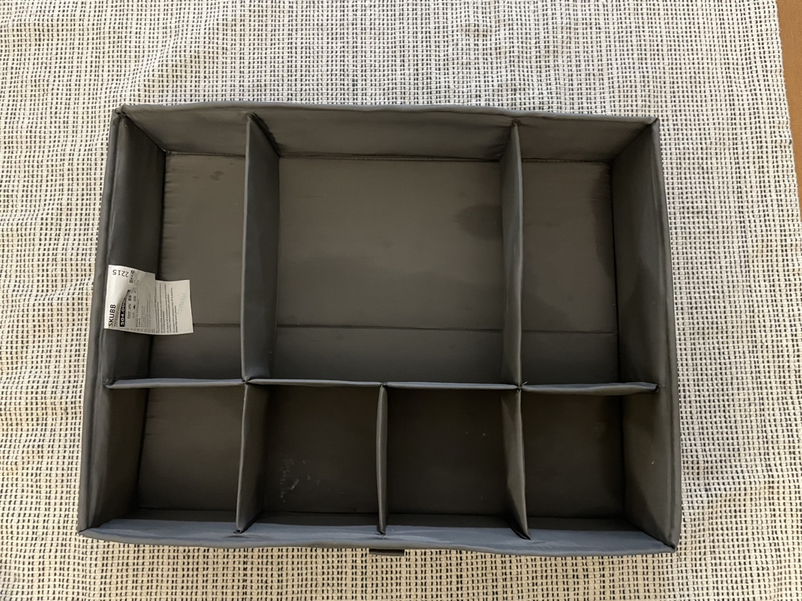 IKEA organizer box with compartments, dark gray