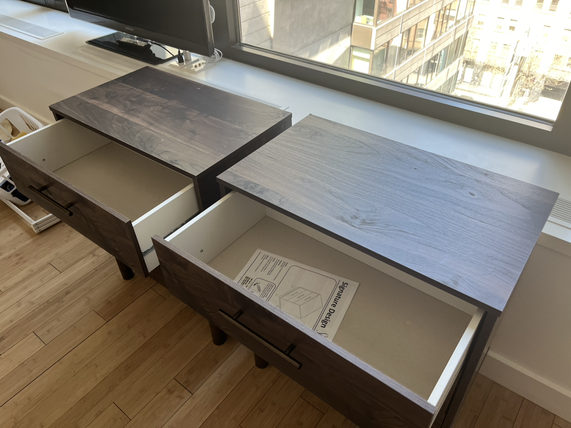 Three Drawer Chest, Dark Brown Dressers, Set of Bed Side Tables - photo 2