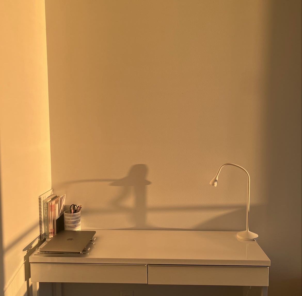 IKEA White long desk with drawers
