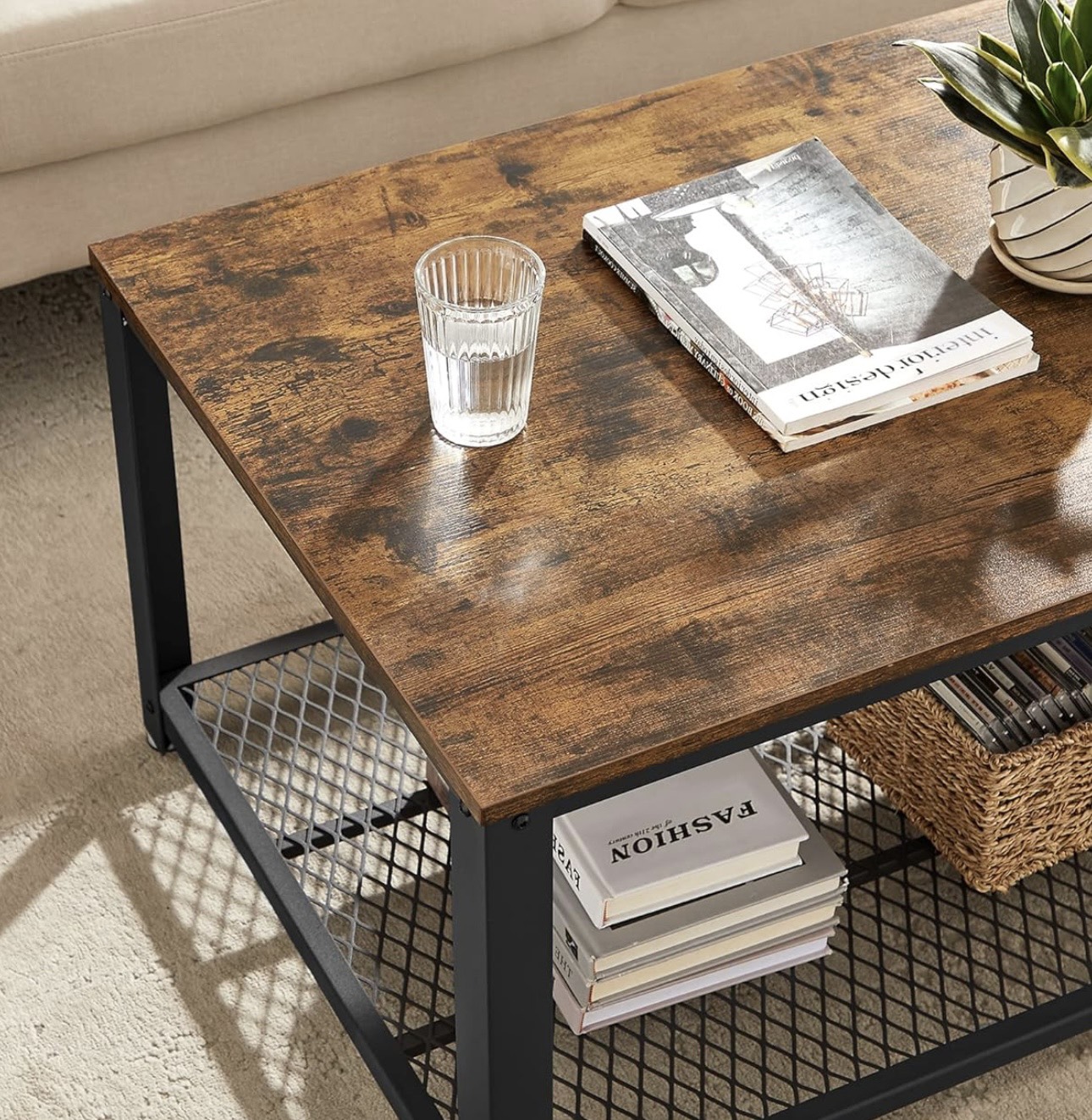 Rustic Brown Wood Coffee Table (Assembled) - photo 2