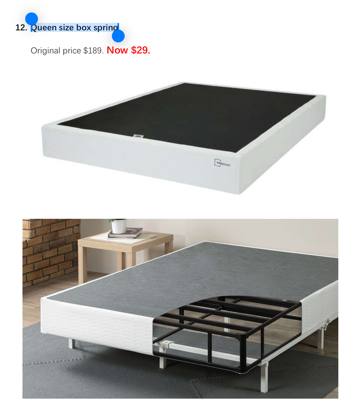 Queen size box spring