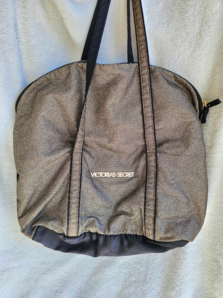 Victoria Secret Gold Beige Sparkle Tote / Overnight Bag image indicator(3)