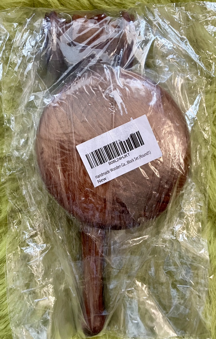 Handmade Wooden Decorative Hammer & Wood Base Block image indicator(3)