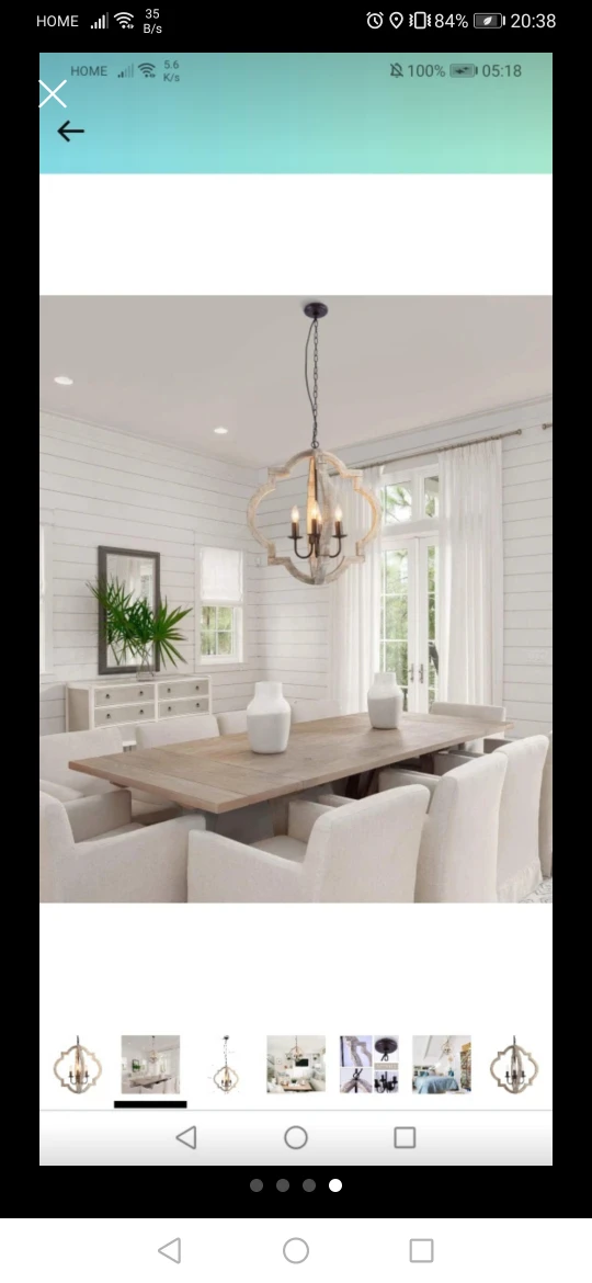 VILUXY Farmhouse Wood Chandelier Geometric Lantern image indicator(4)