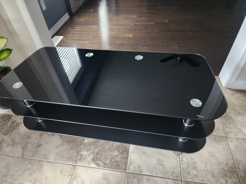 Black Tempered Glass TV stand - photo 2