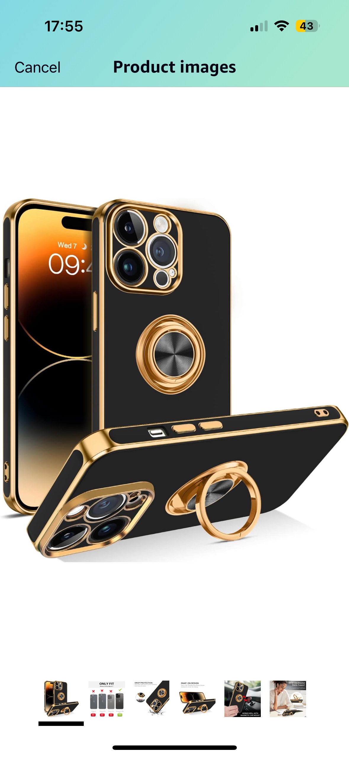 iPhone 14 PRO MAX case black with popsocket thumbnail