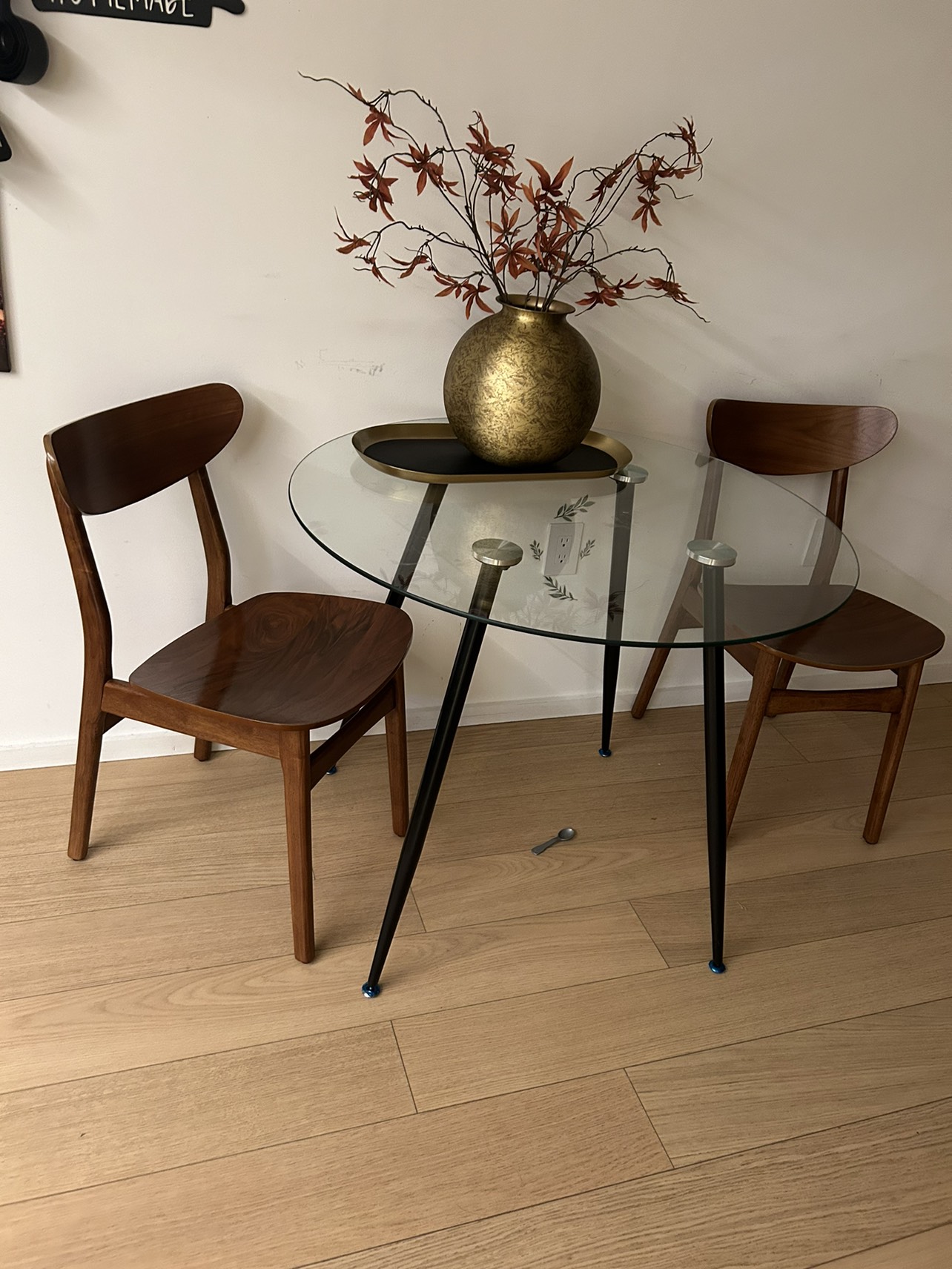 3 Tables + 2 chairs  (west elm)  & gold table decor