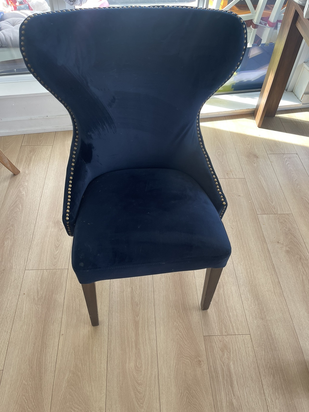 2 accent designed blue dining chairs used like new - photo 2