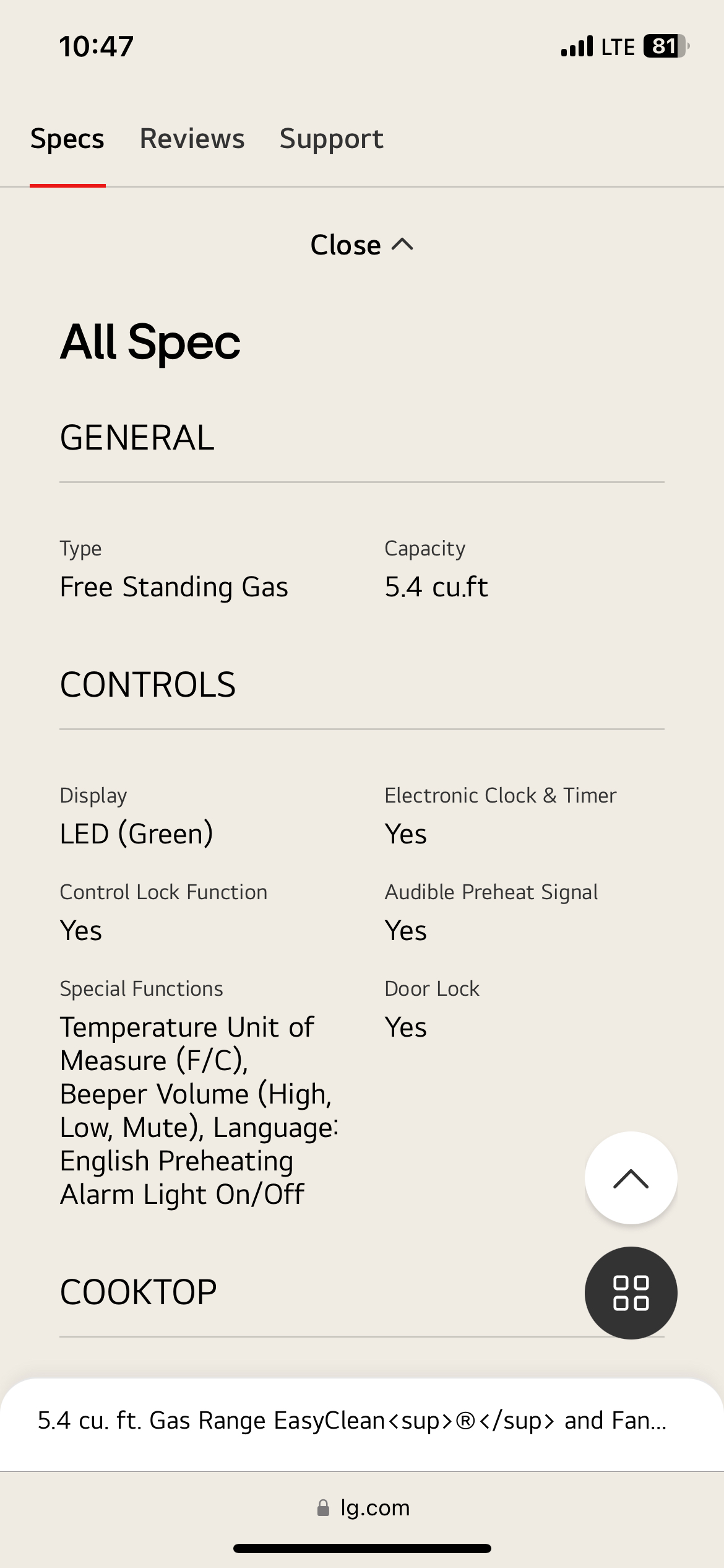 5.4 cu. ft. Gas Range EasyCleanu® and Fan Convection image indicator(3)