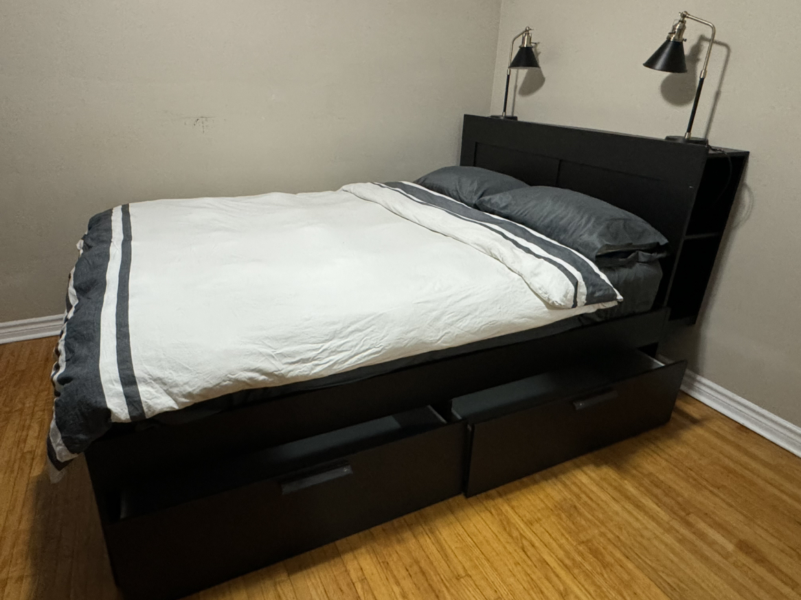 Queen bed frame  with 2 drawers both side