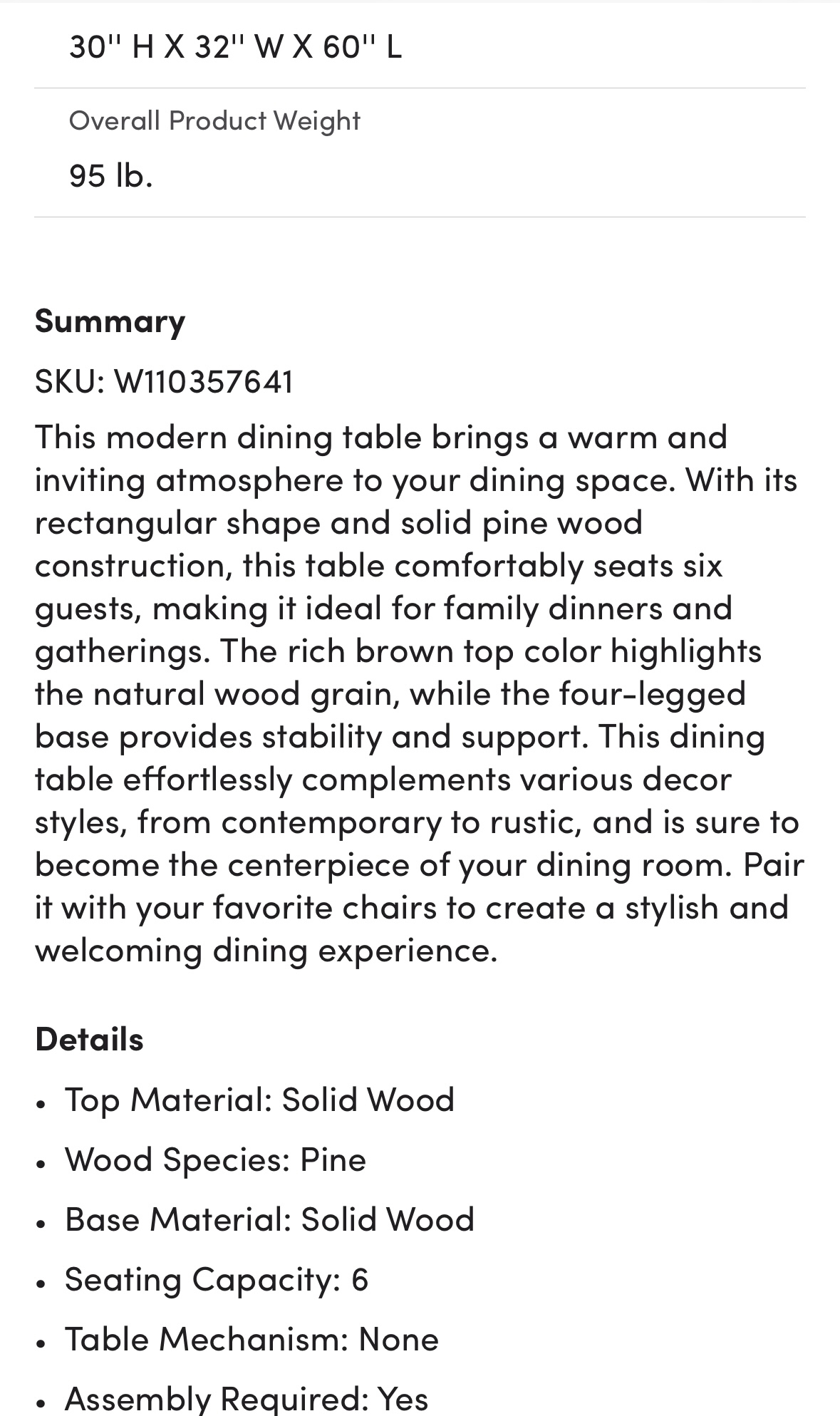 Black solid pine wood table never used - photo 5