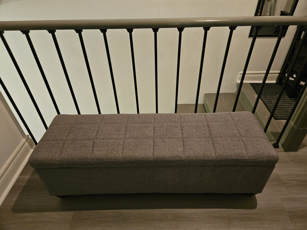 grey storage ottoman