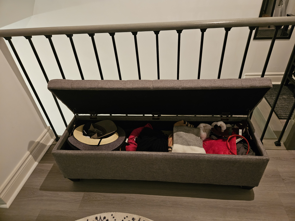 grey storage ottoman - photo 3