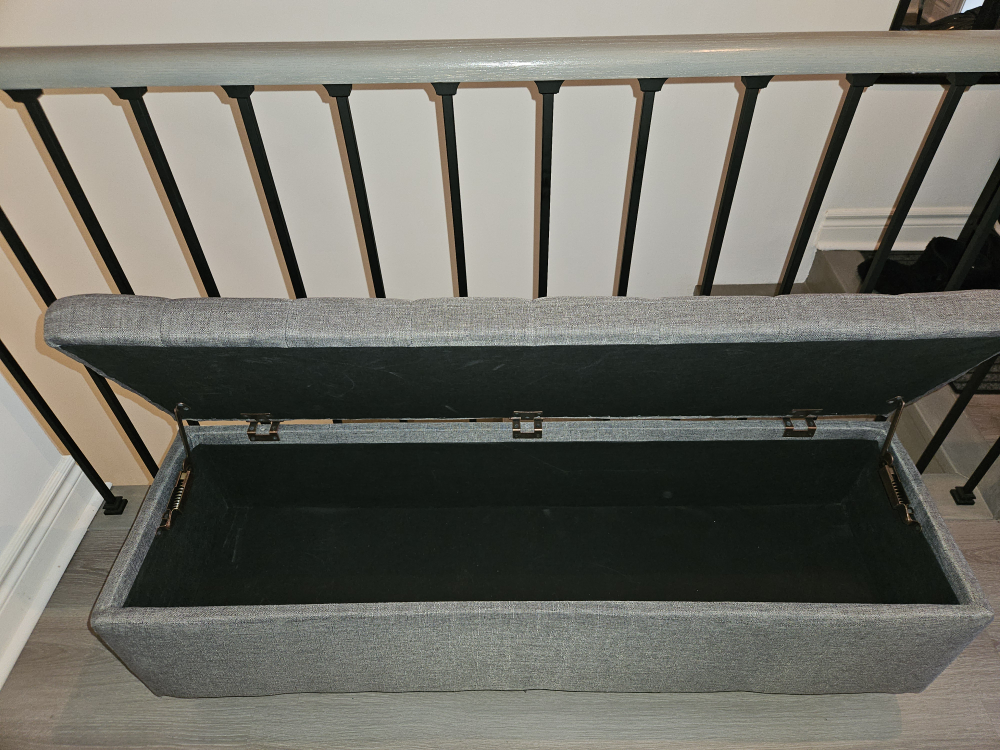 grey storage ottoman - photo 4