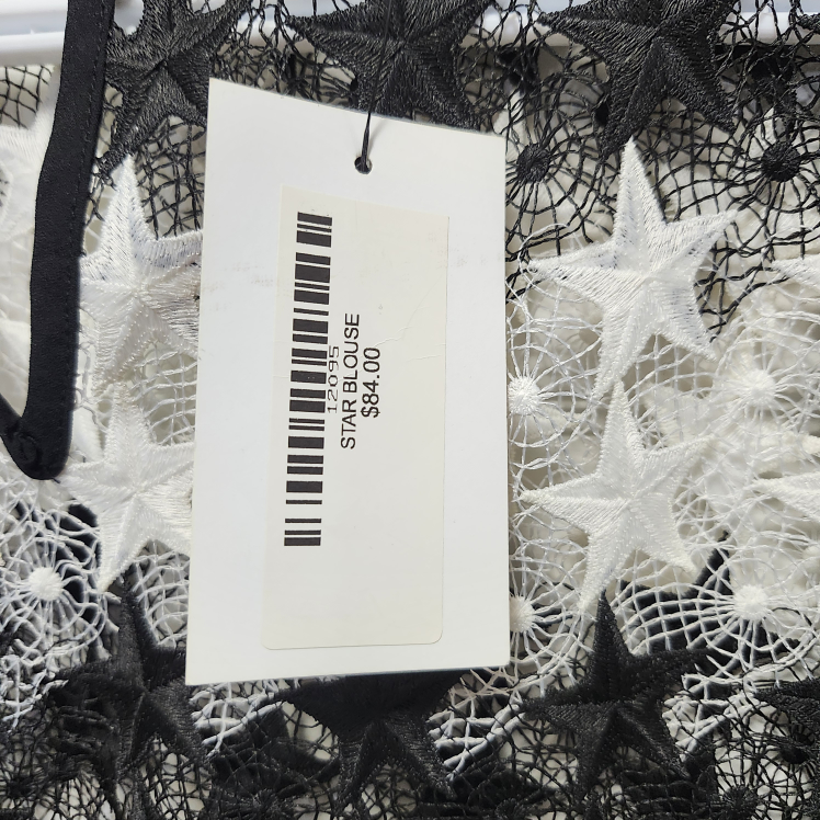 NEW *Current Air* Black & White Star Patterned Lace TOP. #S image indicator(4)