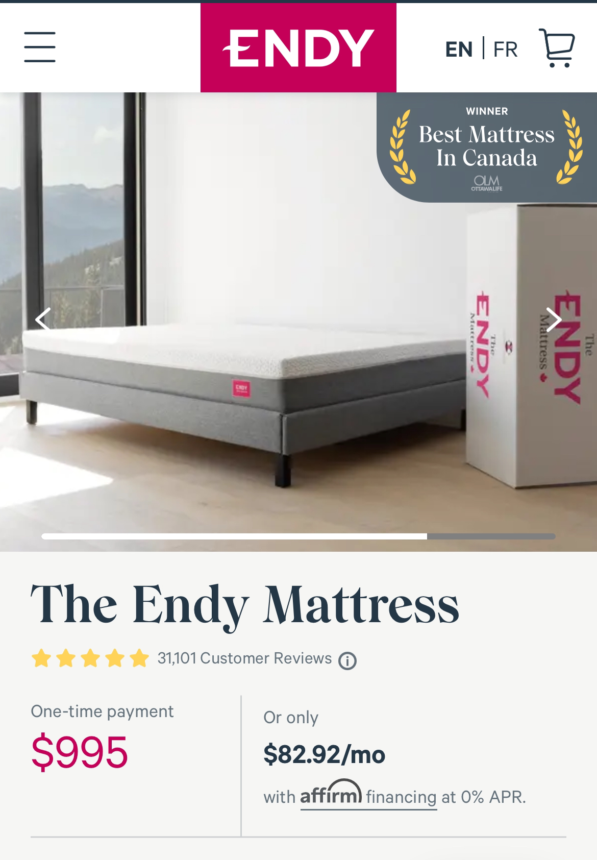 Brand New King Endy Mattress (still in box)