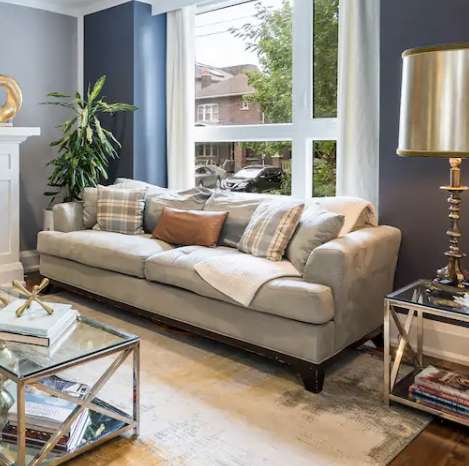 Gorgeous faux suede sofa (grey/blue) - photo 2