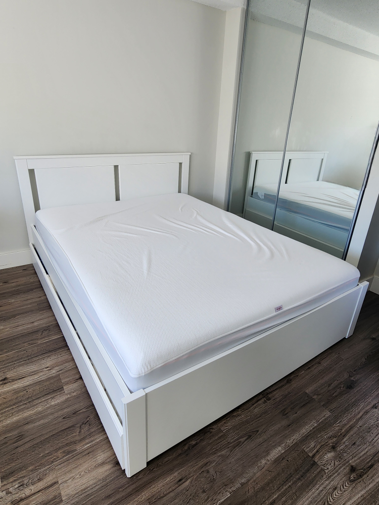 Ikea Songesand with 4 storage & slatted base.