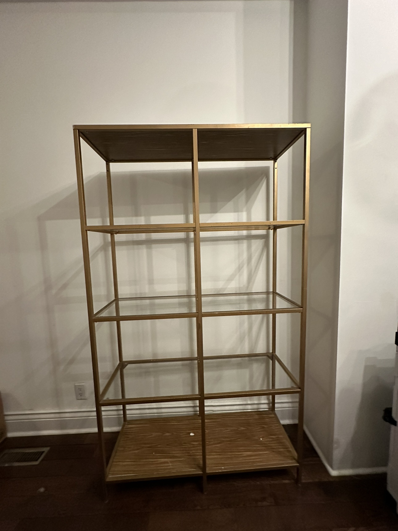 Shelving unit, gold with glass thumbnail