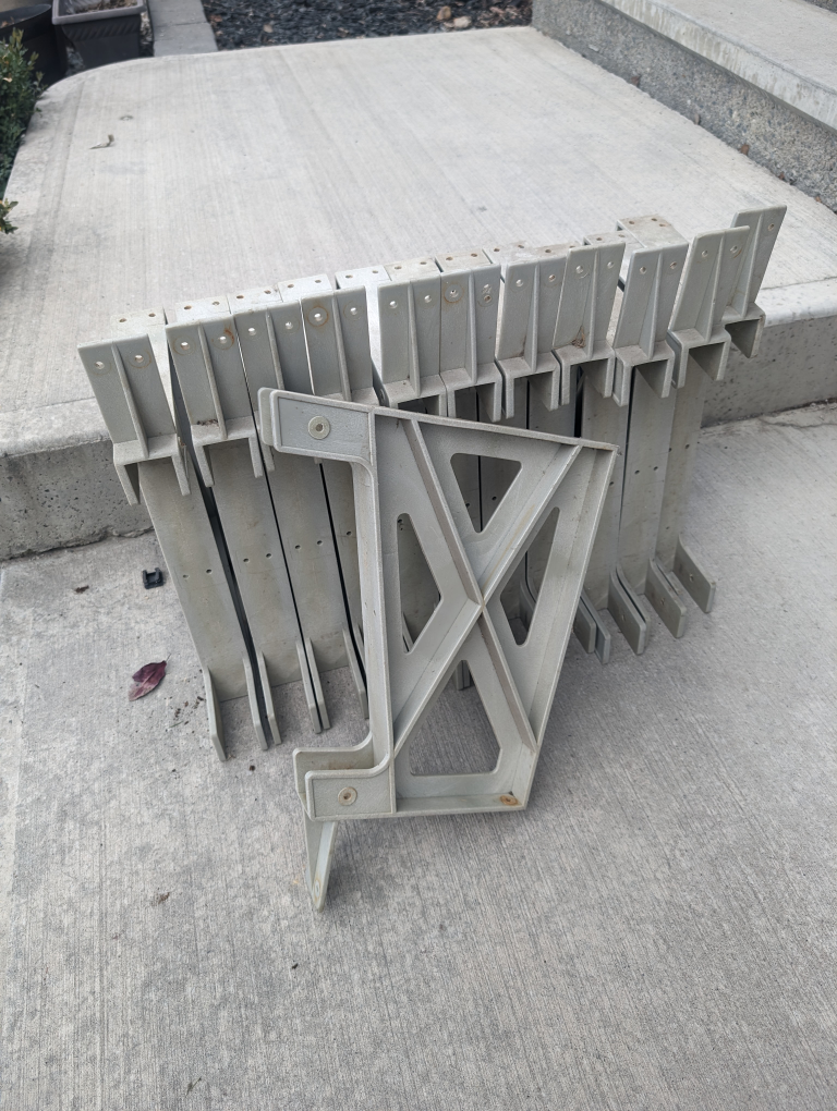 Plastic deck bench brackets