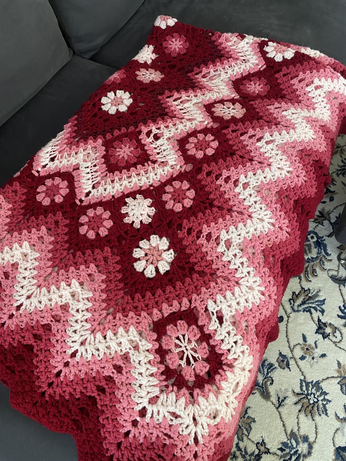 Vintage floral afghan - photo 2