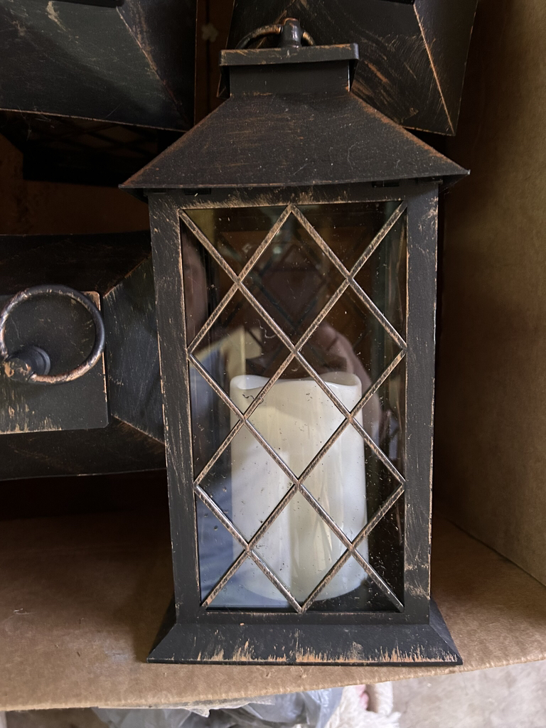 Rustic candle lantern battery