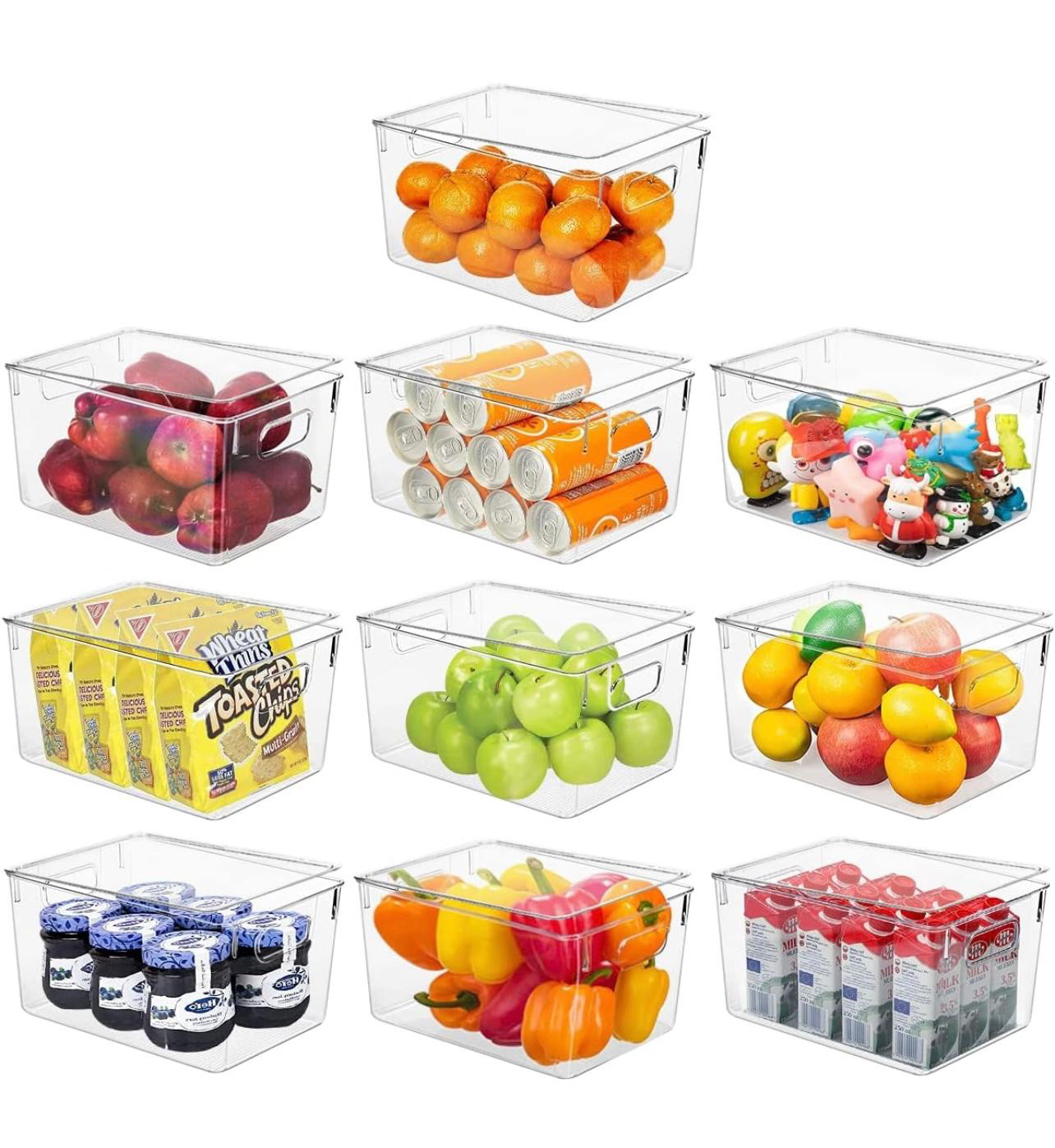Refrigerator Organizer Bins With Lids 10 Pack