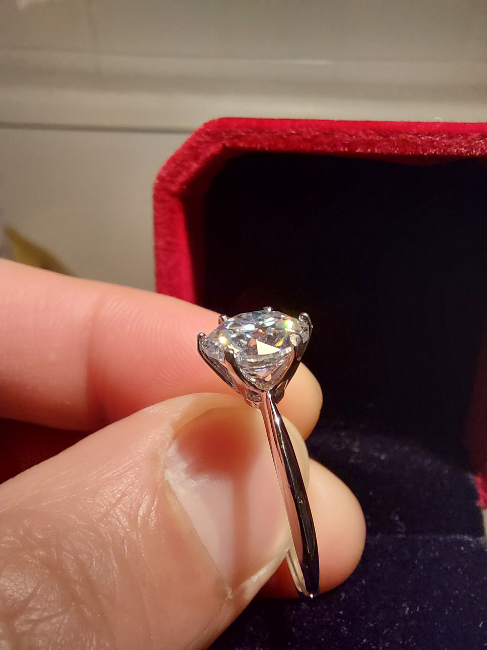 3ct Solitaire Moissanite on Adjustable Ring image indicator(3)