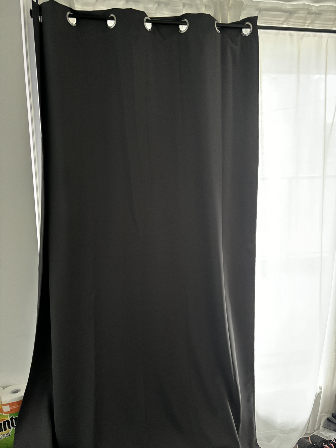 SALE ENDS!3 NEW white curtains +1 dark grey blackout curtain - photo 3
