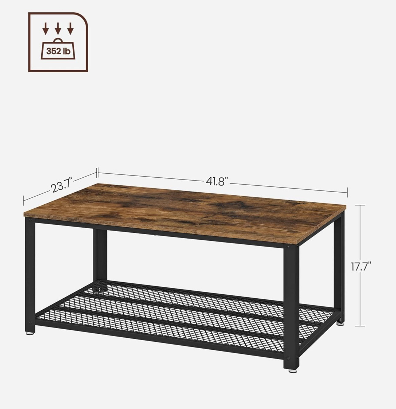 Rustic Brown Wood Coffee Table (Assembled) - photo 3