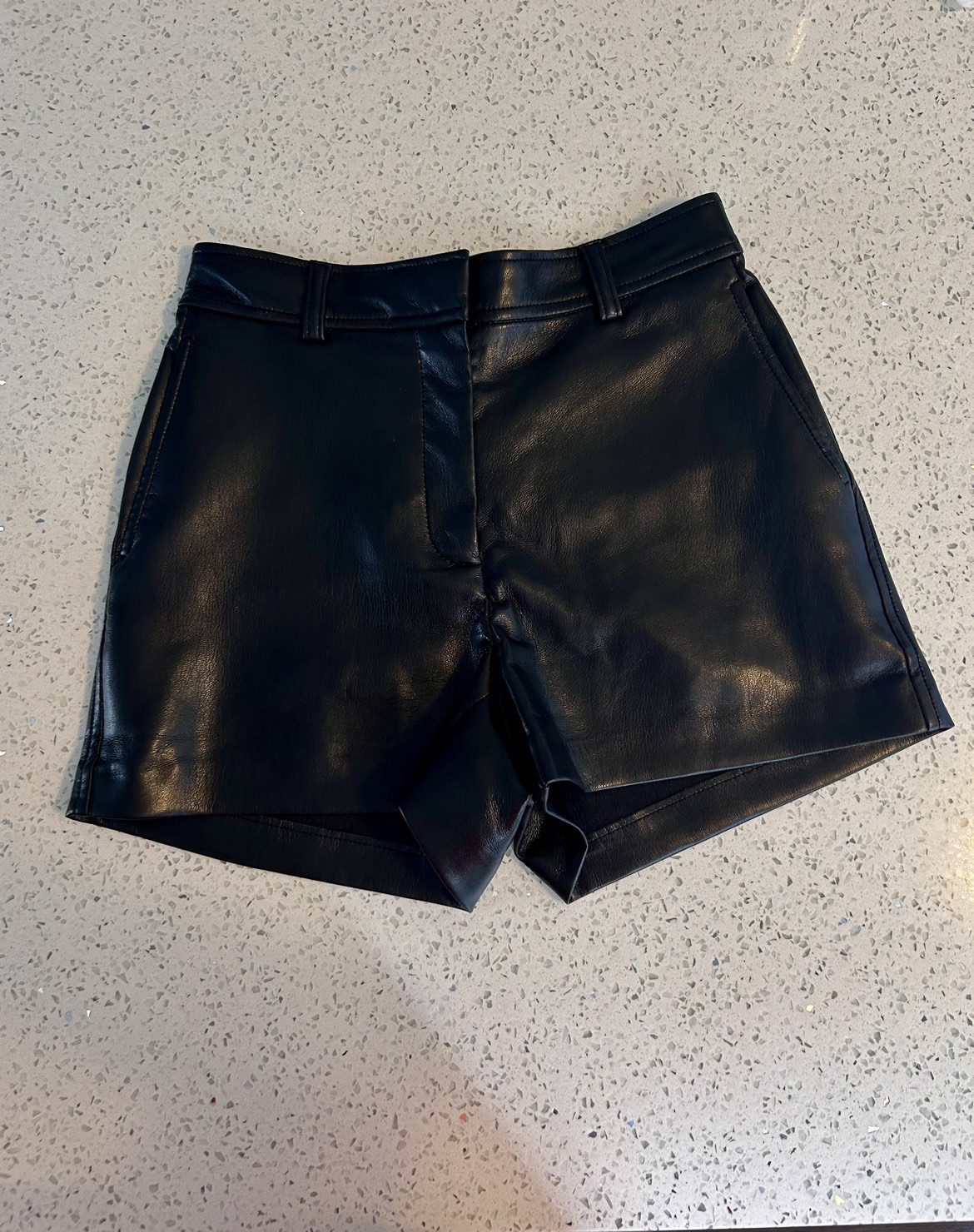 Zara - NEW Black Faux Leather Shorts Size 0