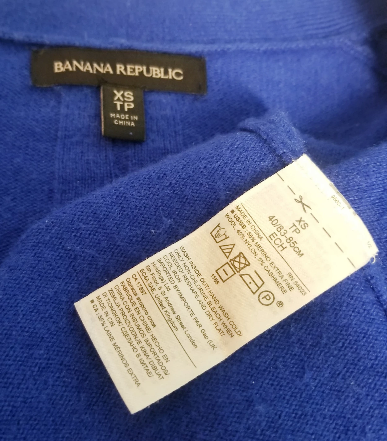 BANANA REPUBLIC Cobalt Blue Cardigan, Cashmere & Merino Wool- XS image indicator(3)