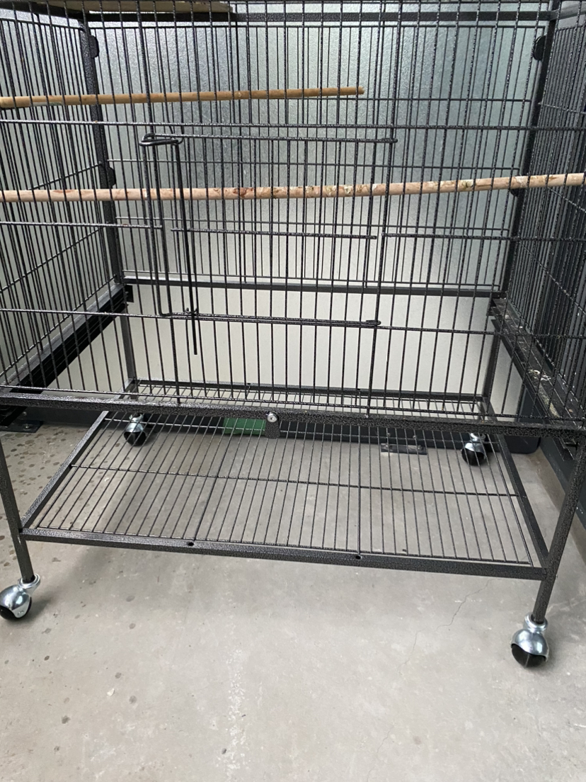 Bird cage - dark metal large on wheels great shape image indicator(3)
