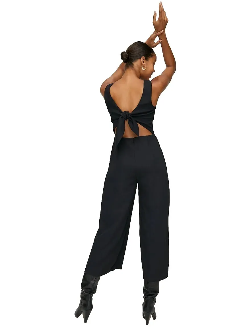Aritzia Wilfred Ecoulement jumpsuit black tie back sz 6 EUC