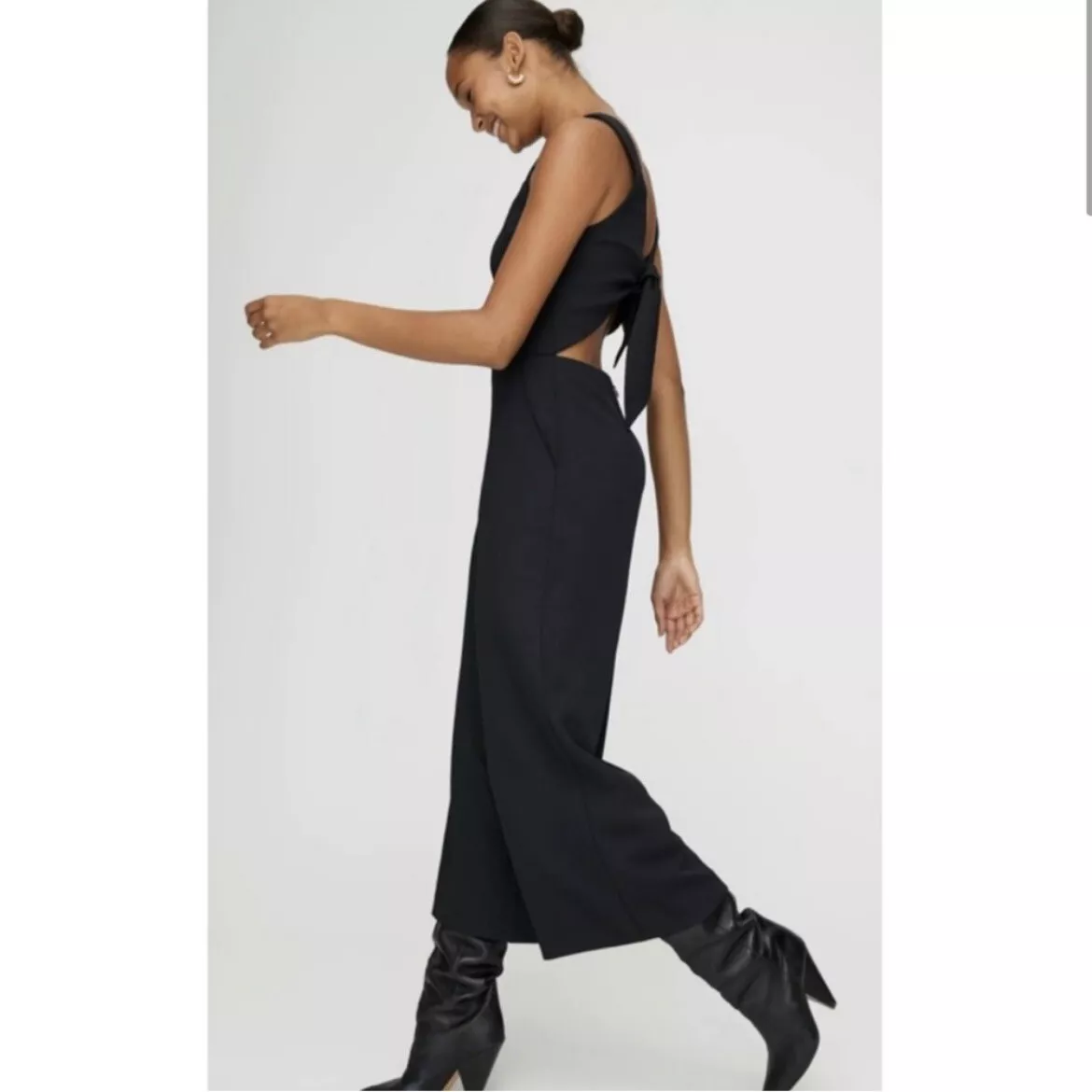 Aritzia Wilfred Ecoulement jumpsuit black tie back sz 6 EUC - photo 3