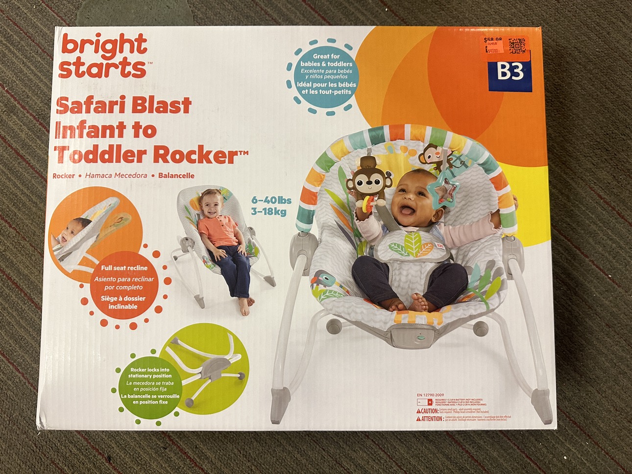 Brandnew Bright Starts Safari Blast Infant to Toddler Rocker