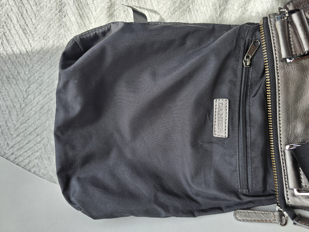 Gunmetal Silver Danier Leather Crossbody Purse image indicator(5)