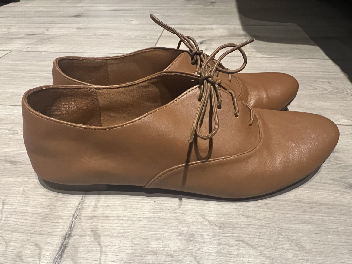 Brown leather flat shoes - photo 2