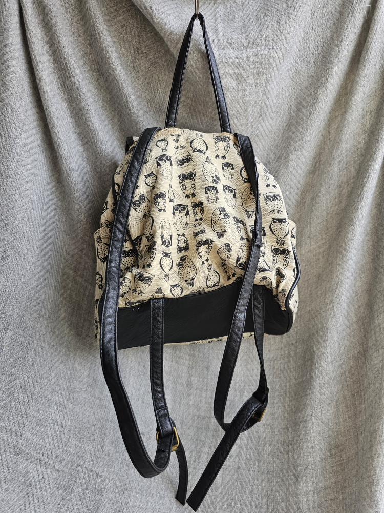 Cute Cream and Brown Owl Canvas Backpack image indicator(8)
