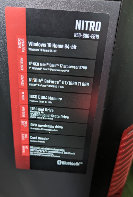 Acer Nitro VR ready PC with Extras 1660Ti  I7-9700 Upgraded Ram - photo 4