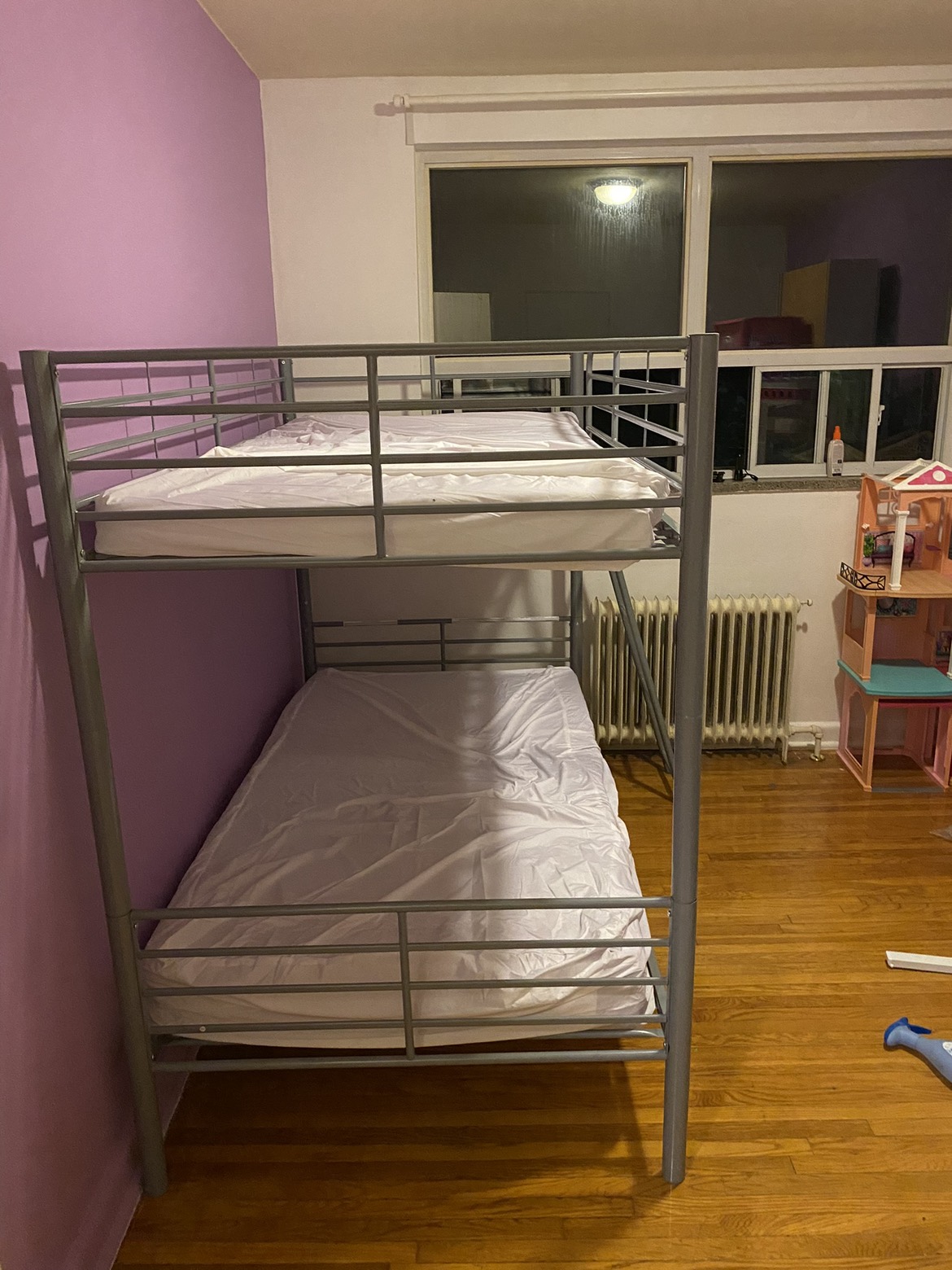 Selling Mainstays Twin over Twin Convertible Bunk Bed in Silver - photo 2
